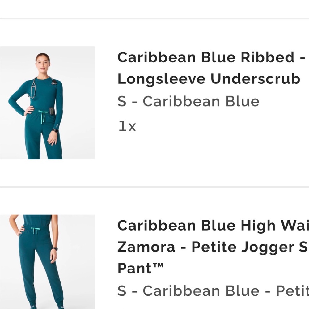 Figs Carribean Blue Ribbed Long sleeve Underscrub - Picture 6 of 6